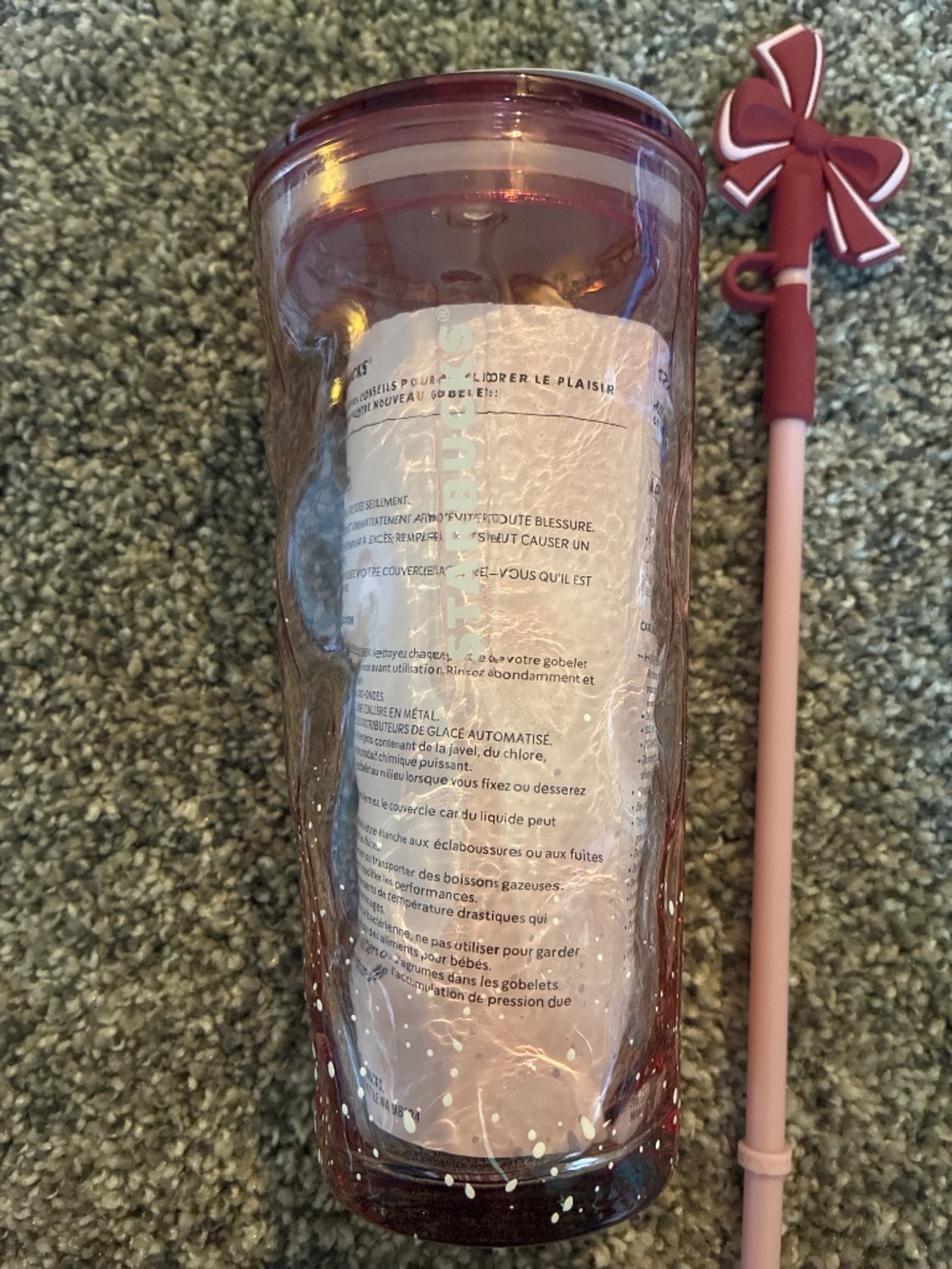 Starbucks Pink Winter Wonderland Cold Cup With Bow Straw Topper - Picture 2 of 7